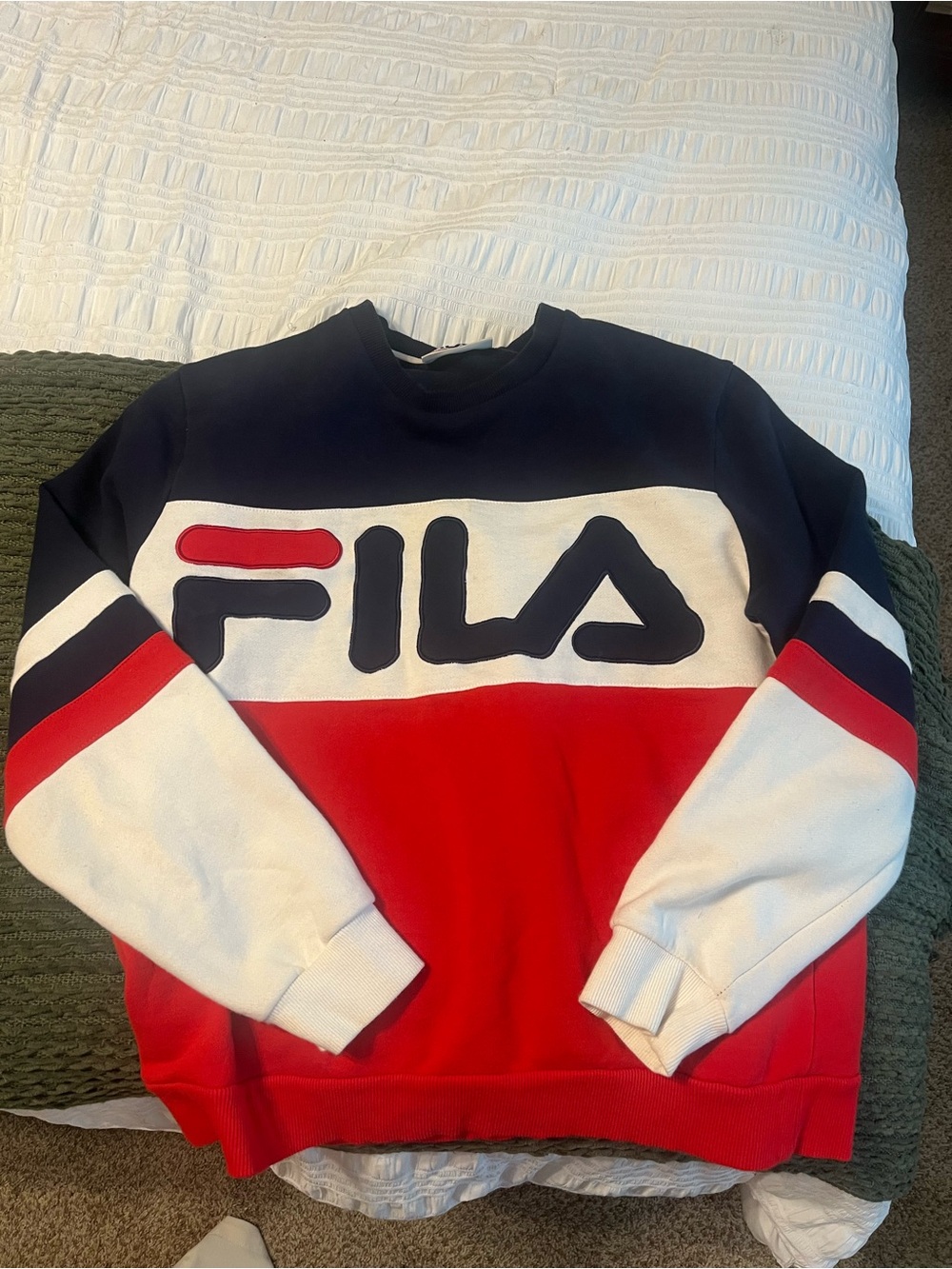 Fila Men's Colorblock Crewneck Sweater - Navy/Red/White